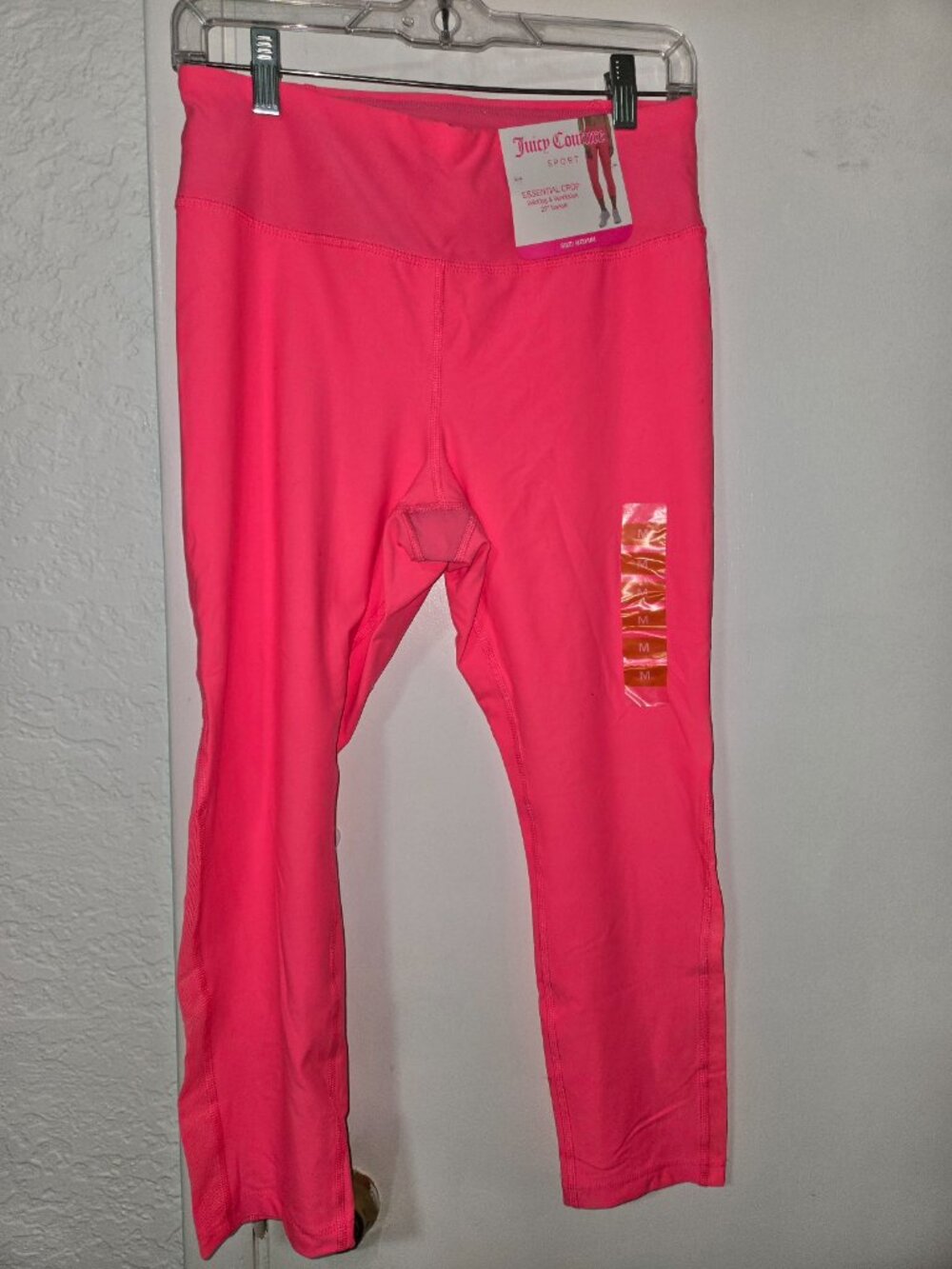 Juicy Couture Sport Essential Crop Leggings Medium Neon Pink NWT 22" Crop - Picture 6 of 6